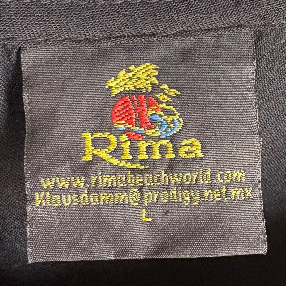 Rima Black Tropical Batik Printed and Embroidered Shift Dress Size Large - Picture 4 of 10